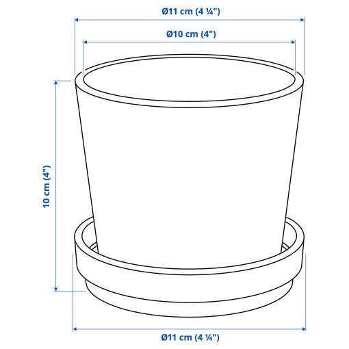 KLOTLÖNN, plant pot with saucer in/outdoor, 9 cm, 505.982.71
