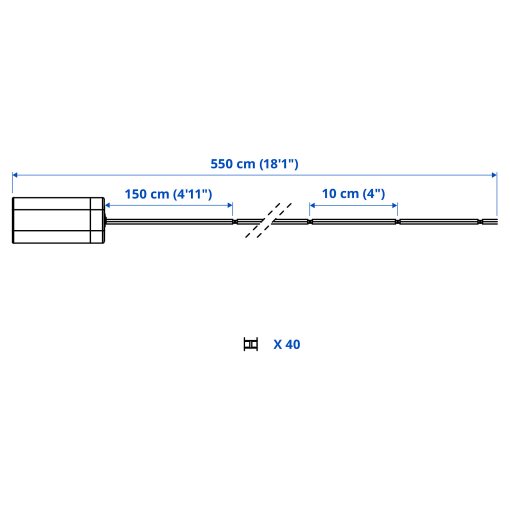STRÅLA, γιρλάντα με ενσωματωμένο φωτισμό LED/40 λαμπτήρες/λειτουργία με μπαταρία, εξωτερικού χώρου, 505.990.77