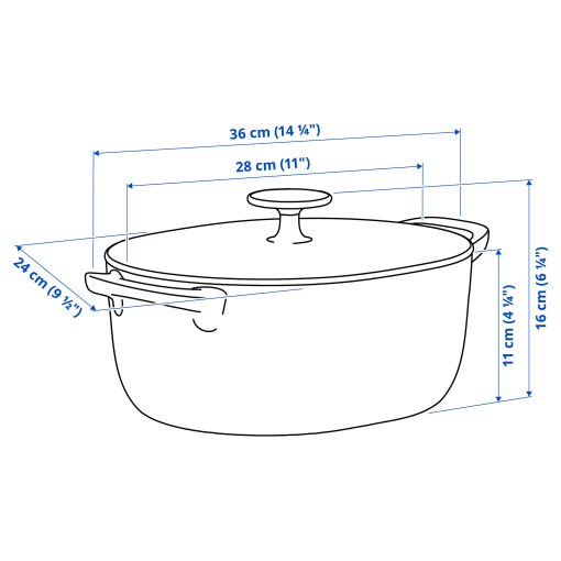 VARDAGEN, κατσαρόλα με καπάκι/μαντέμι εμαγιέ, 5 l, 506.057.09