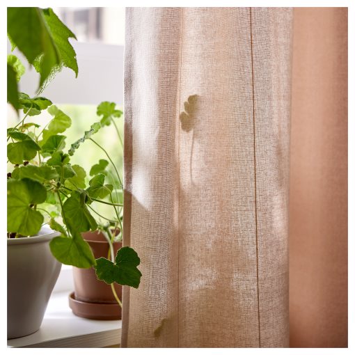 LENDA, curtains with tie-backs and heading tape/1 pair, 140x300 cm, 506.149.40