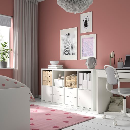 KALLAX, shelving unit with 4 inserts, 147x77 cm, 592.783.07