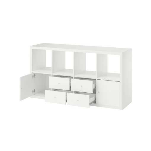 KALLAX, shelving unit with 4 inserts, 147x77 cm, 592.783.07