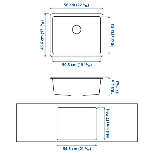 KILSVIKEN, inset sink 1 bowl, 56x46 cm, 593.370.24