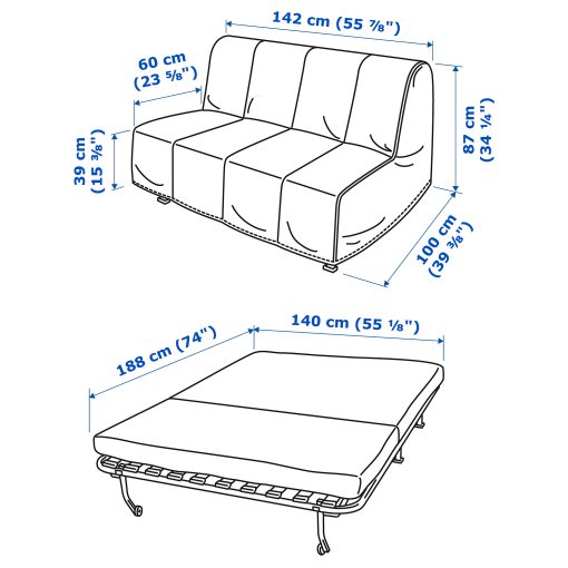 LYCKSELE LÖVÅS, 2-seat sofa-bed, 593.871.32