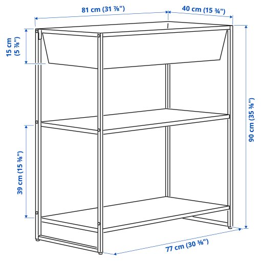 JOSTEIN, shelving unit with container/in/outdoor/metal, 81x40x90 cm, 594.371.94