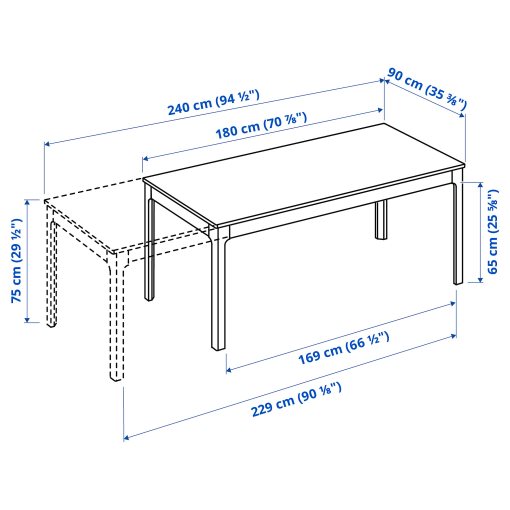 EKEDALEN/TOBIAS, τραπέζι και 6 καρέκλες, 180/240 cm, 594.829.21