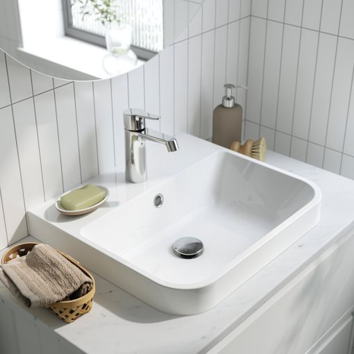 ANGSJON/BACKSJON, wash-stand with drawers/wash-basin/tap/high-gloss, 62x49x71 cm, 595.213.62