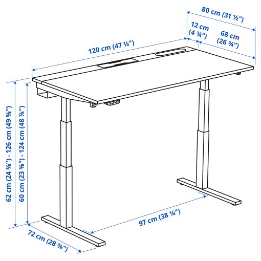 desk sit/stand/electric, 120x80 cm, 595.277.31