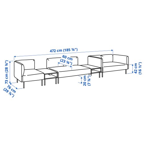 LILLEHEM, 5-seat modular sofa with side table, 595.534.66