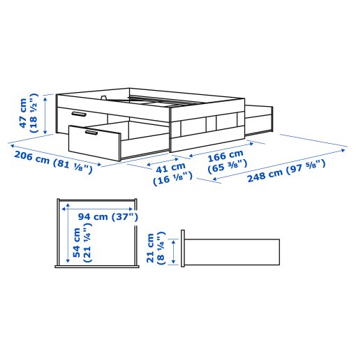 BRIMNES, bed frame with storage, 160x200 cm, 595.900.39