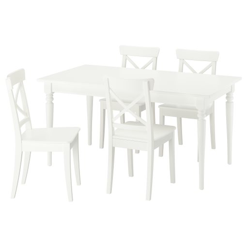 ROSENTORP, τραπέζι και 4 καρέκλες, 155/215x87 cm, 596.101.41