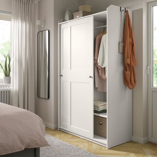 HAUGA, wardrobe with sliding doors, 118x55x199 cm, 604.569.16