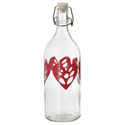 VINTERFINT, bottle with stopper/heart pattern, 1 l, 605.295.26