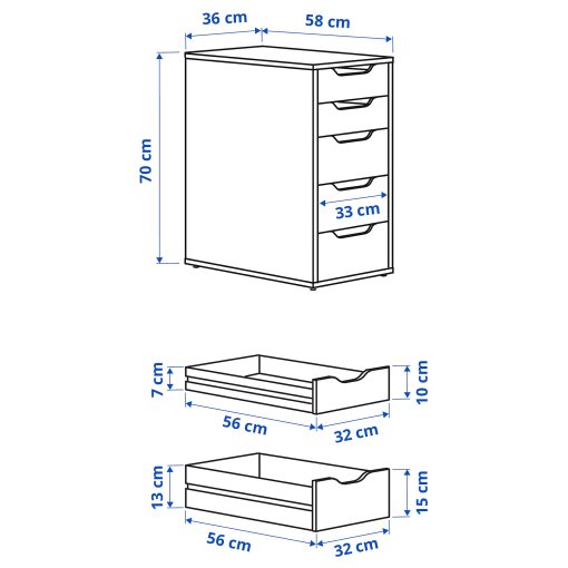 ALEX, drawer unit, 36x70 cm, 605.888.94