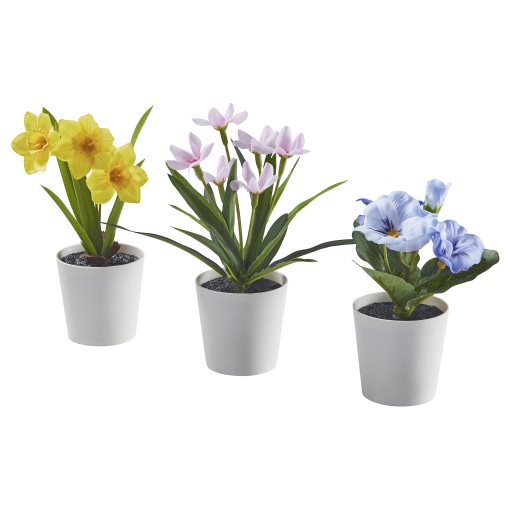 FEJKA, artifi potted plant with pot in/outdoor/flower/set of 3, 6 cm, 605.931.93