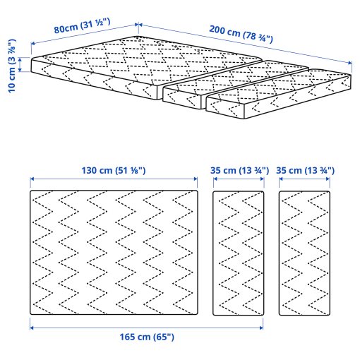 VIMSIG, foam mattress for extendable bed, 80x200 cm, 605.937.44