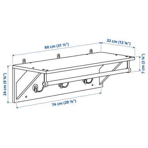 KALLSÖ, κρεμάστρα εισόδου, 80 cm, 605.993.26