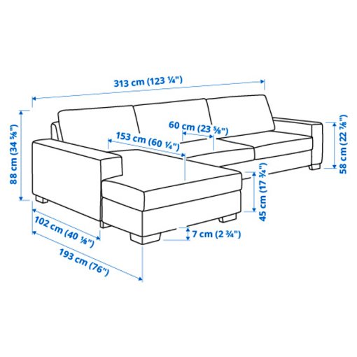 SÖRVALLEN, 4-seat sofa with chaise longue/left, 693.147.91