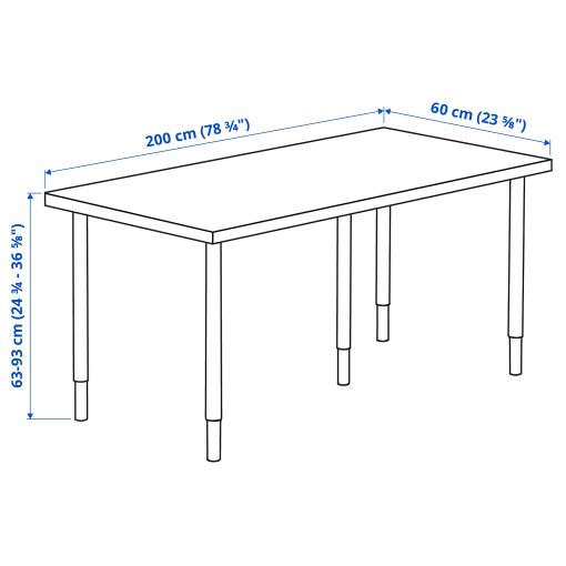LAGKAPTEN/OLOV, desk, 200x60 cm, 694.176.66