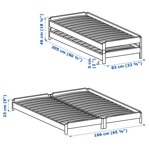 UTÅKER, stackable bed with 2 mattresses, 80x200 cm, 694.238.65