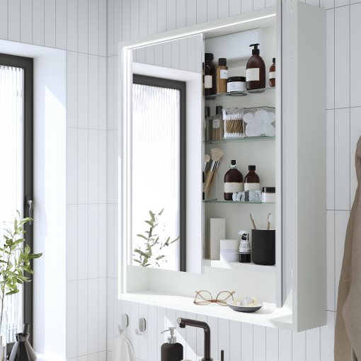 FAXALVEN, mirror cabinet with built-in lighting, 80x15x95 cm, 695.167.13