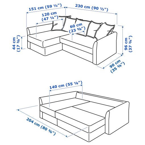 HOLMSUND, γωνιακός καναπές-κρεβάτι, 695.168.93