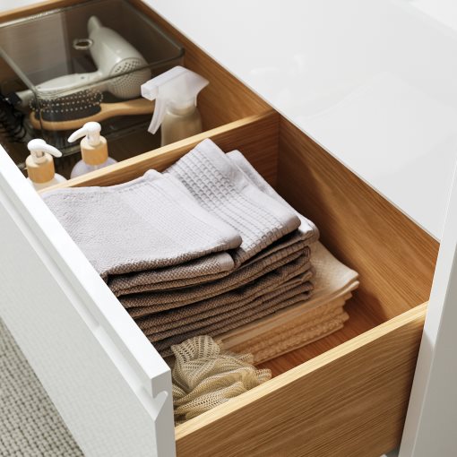 ANGSJON/BACKSJON, wash-stand with drawers/wash-basin/tap/high-gloss, 62x49x71 cm, 695.213.66