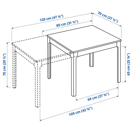EKEDALEN/LUSTEBO, τραπέζι και 2 καρέκλες, 80/120 cm, 695.234.88