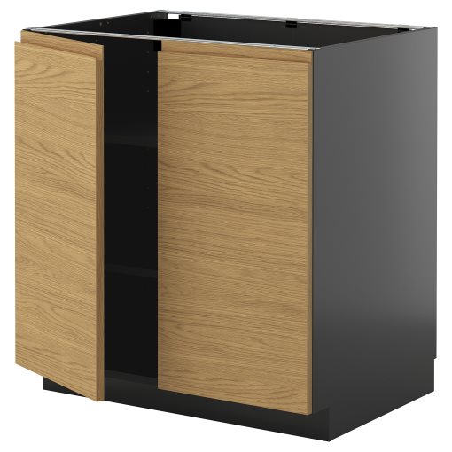 METOD, base cabinet with shelves/2 doors, 80x60 cm, 695.876.54