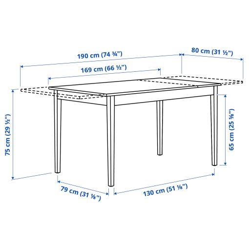 NÄSINGE/BERGMUN, table and 4 chairs, 130/190x80 cm, 695.969.41