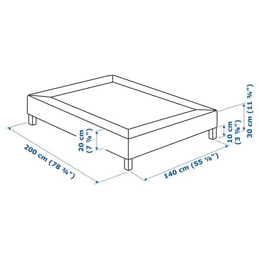 LYNGOR, slatted mattress base with legs, 140x200 cm, 696.082.70