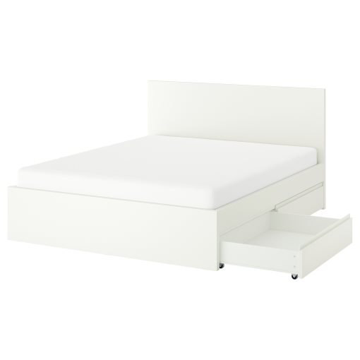 STORKLINTA, bed frame with 4 storage boxes, 140x200 cm, 696.308.17
