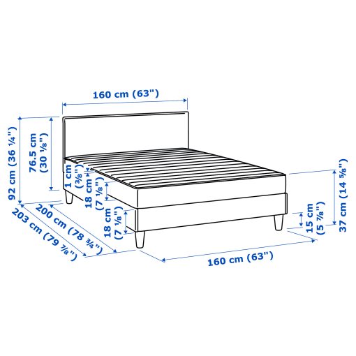 SÄBÖVIK, upholstered bed, 160x200 cm, 704.894.50