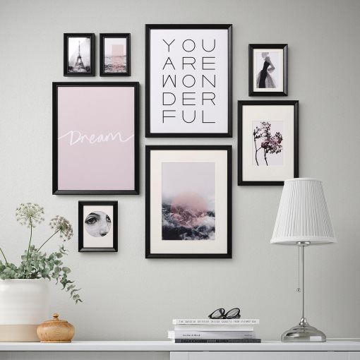 KNOPPÄNG, frame with poster/You are wonderful, set of 8, 705.181.60