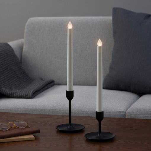 ÄDELLÖVTRÄD, candle with built-in LED light source/indoor/2 pack, 28 cm, 705.202.62