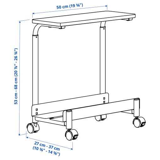 LÅNESPELARE, τροχήλατη βάση υπολογιστή με ράφι, 50x27 cm, 706.130.63