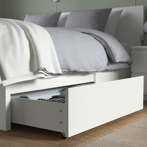 MALM, bed frame/high with 4 storage boxes, 140X200 cm, 790.199.16