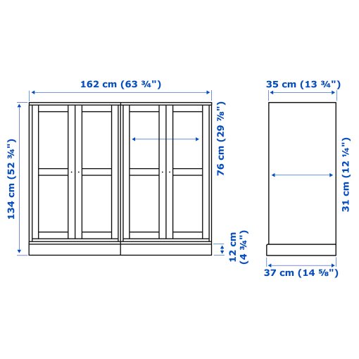 HAVSTA, σύνθεση αποθήκευσης με γυάλινες πόρτες, 792.659.45