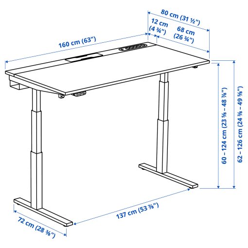 desk sit/stand/electric, 160x80 cm, 795.302.09