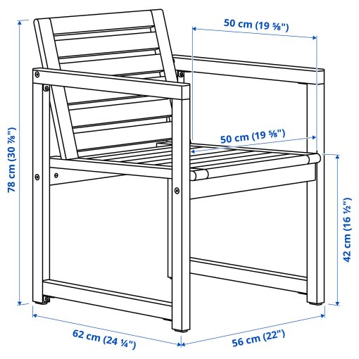 NÄMMARÖ, table with 6 chairs with armrests outdoor, 200 cm, 795.443.86
