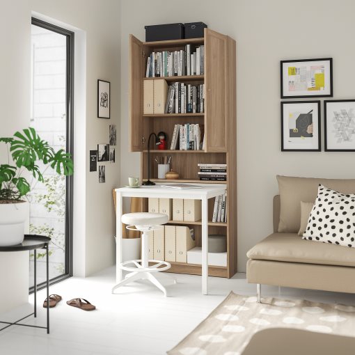 BILLY, bookcase with desk, 80x202 cm, 795.639.40