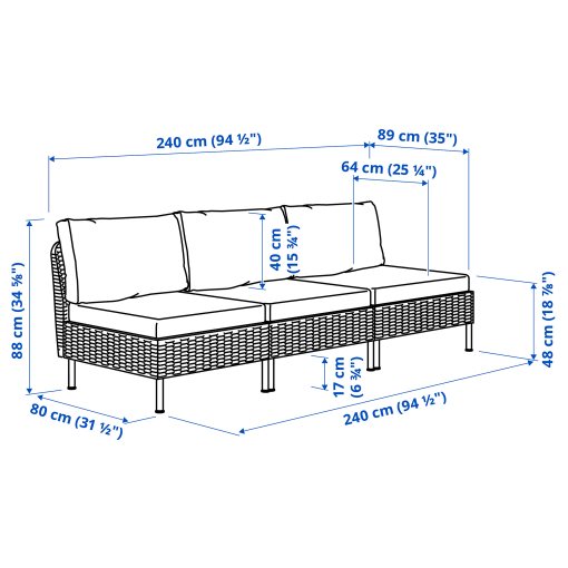 VITTSKÄR, 3-seat modular sofa, outdoor, 795.911.27