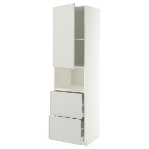 METOD, high cabinet for microwave with door/2 drawers, 60x60x220 cm, 796.051.91