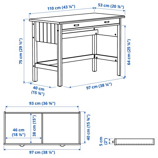 BRYTNING, desk with add-on unit, 110x53 cm, 796.208.65
