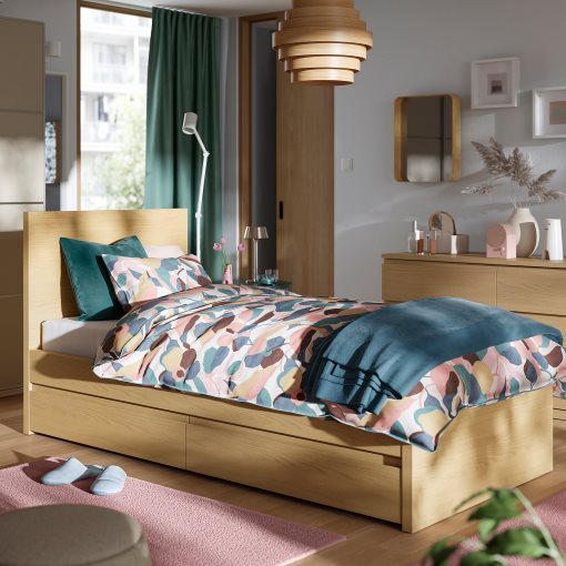 STORKLINTA, bed frame with 2 storage boxes, 90x200 cm, 796.308.31