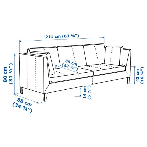 STOCKHOLM, three-seat sofa, 802.450.51
