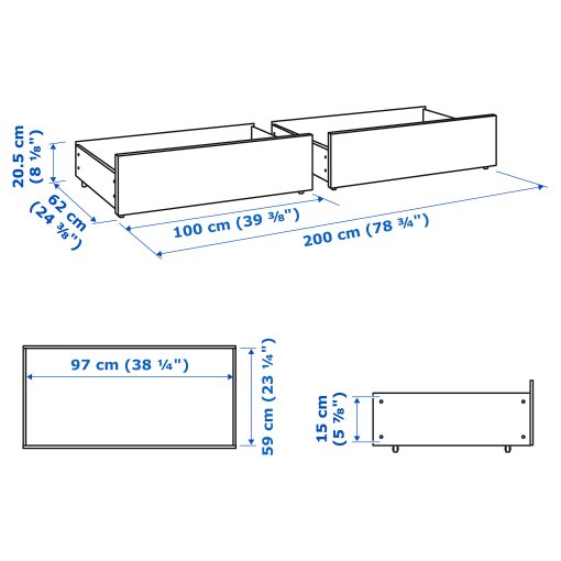 MALM, bed storage box for high bed frame, 802.495.39