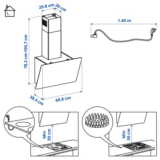 FINSMAKARE, wall mounted extractor hood, 803.923.20