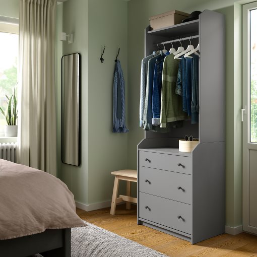 HAUGA, open wardrobe with 3 drawers, 70x199 cm, 804.249.67