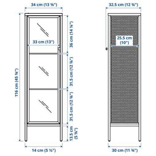 BAGGEBO, ντουλάπι με γυάλινες πόρτες, 34x30x116 cm, 805.029.98
